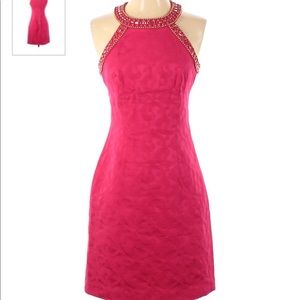 Laundry by Shelli Segal Pink Dress with Beaded Neckline